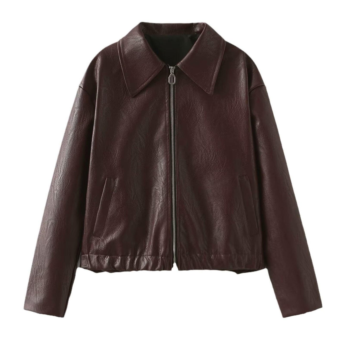 Lapel Zipper Women's leather Jacket - Winter Fashion - Urban Groove