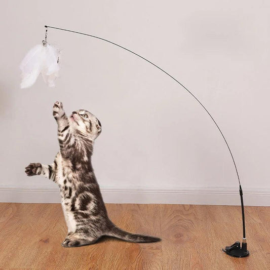 Interactive Cat Toy With Wand Toy Suction Cup Bird/Feather - Urban Groove