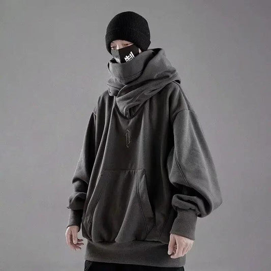 Embroidery Turtleneck Oversized Y2K Hoody - Urban Groove