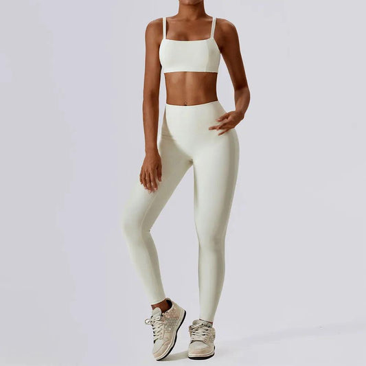 Yoga Outfits Set - Women Yoga Outfit With High Waist Leggings And Sleeveless Top - Urban Groove