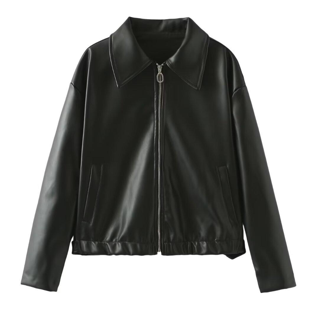 Lapel Zipper Women's leather Jacket - Winter Fashion - Urban Groove